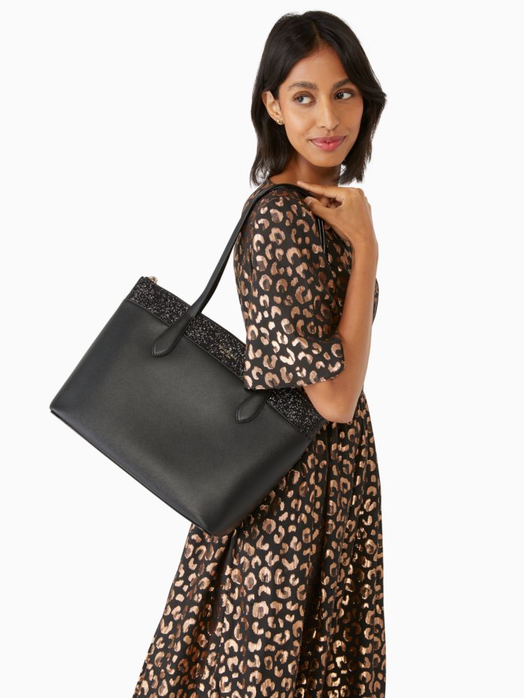 Flash Glitter Tote, Black, Product