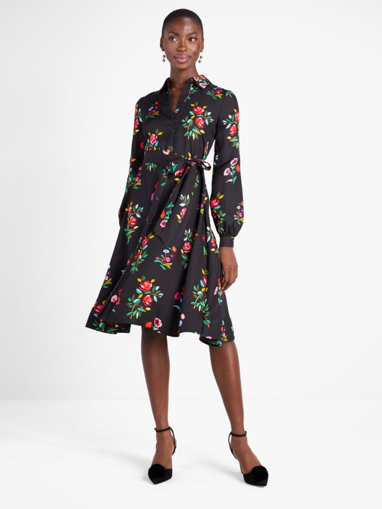 Autumn Floral Silk Blend Shirtdress | Kate Spade New York