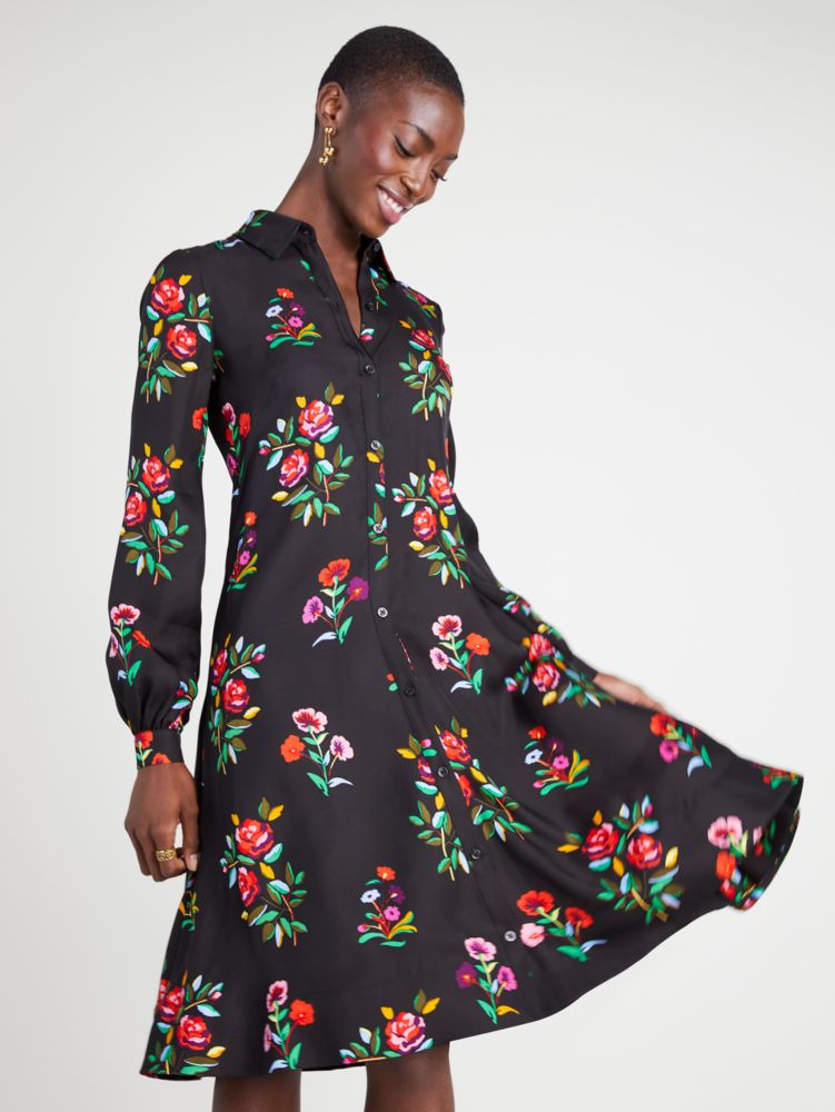 Autumn Floral Silk Blend Shirtdress | Kate Spade New York