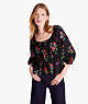 Autumn Floral Long-sleeve Riviera Top, Black, ProductTile