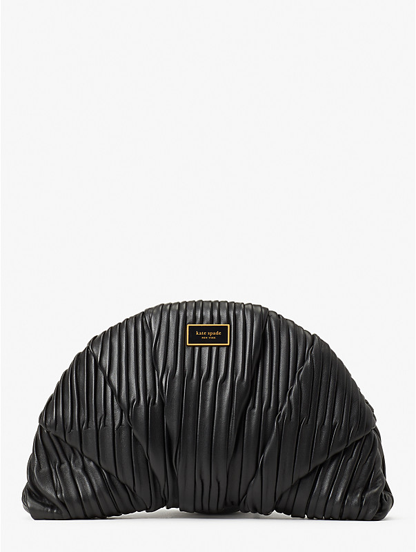 patisserie pleated smooth leather 3d croissant clutch, , rr_large