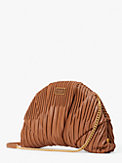 patisserie pleated smooth leather 3d croissant clutch, , s7productThumbnail