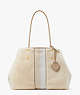 Everything Racing Stripe Faux Shearling Large Tote, Cream Multi, ProductTile