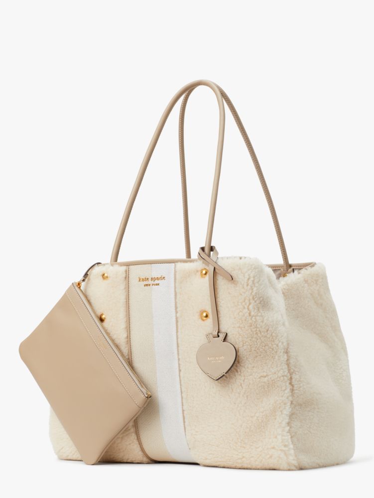 Everything Racing Stripe Faux Shearling Large Tote | Kate Spade New York