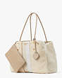 Everything Racing Stripe Faux Shearling Large Tote, Cream Multi, Product