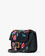 Katy Autumn Floral Needlepoint Medium Convertible Shoulder Bag, Black Multi, Product