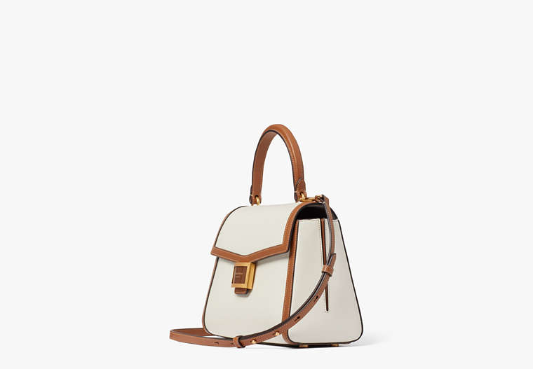 Katy Colorblocked Medium Top-handle Bag, Halo White Multi, Product