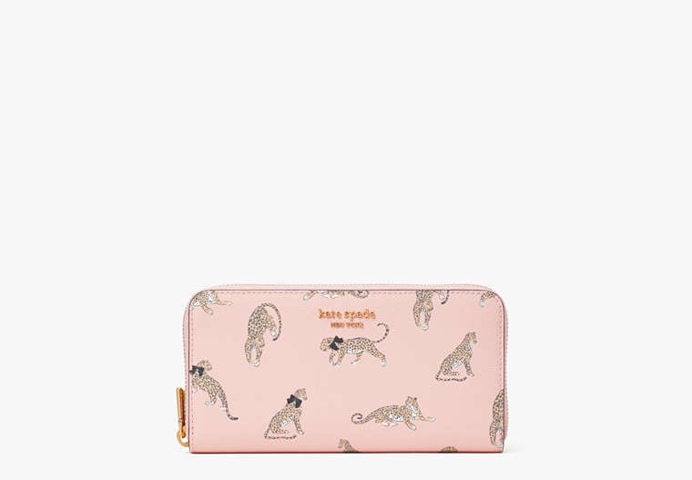 Morgan Leopard Zip-around Continental Wallet, Dancer Pink, Product