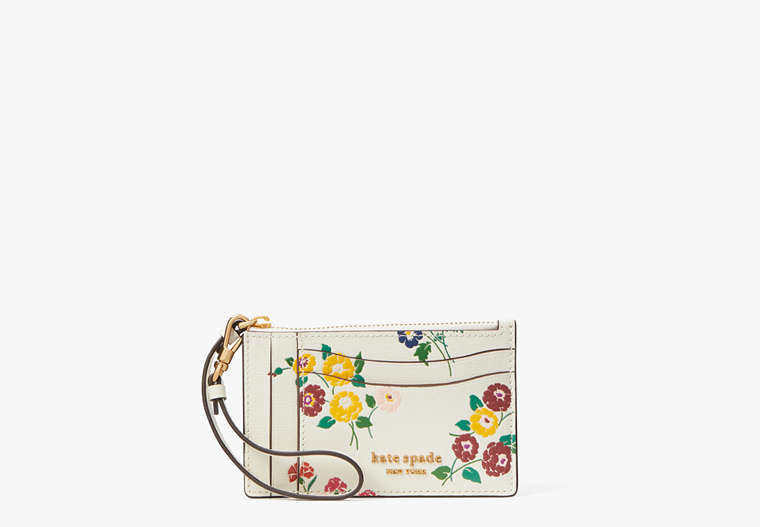 Morgan Bouquet Toss Embossed Card Case Wristlet, Halo White Multi, Product
