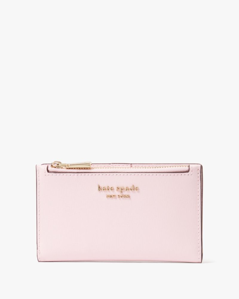 Shop Kate Spade Morgan Small Slim Bifold Wallet In Shimmer Pink