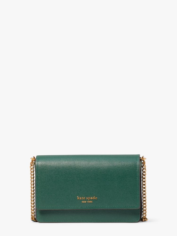 Kate Spade New York Carlyle Pebbled Leather Wallet On Chain Milk