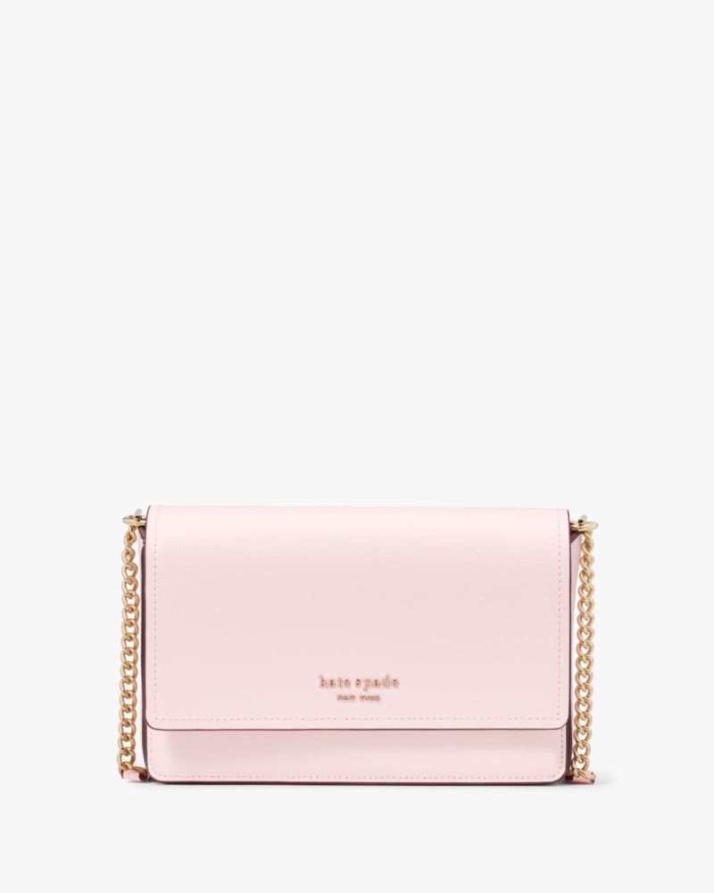 Shop Kate Spade Morgan Flap Chain Wallet In Shimmer Pink