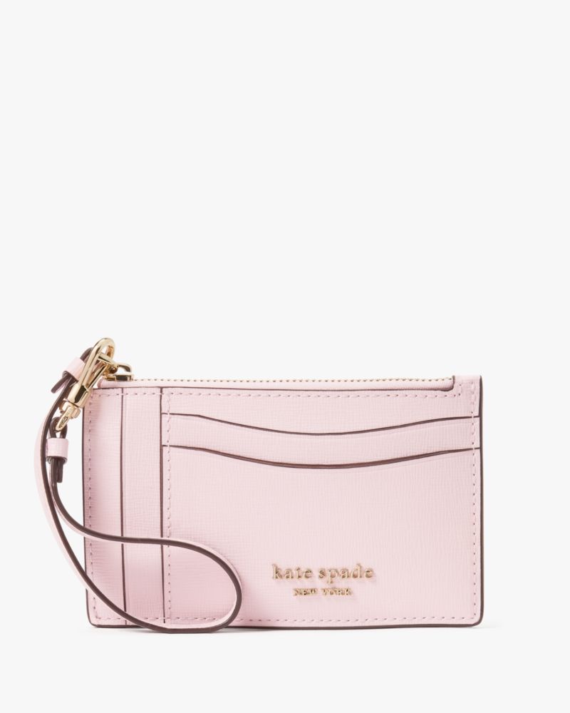 Shop Kate Spade Morgan Card Case Wristlet In Shimmer Pink