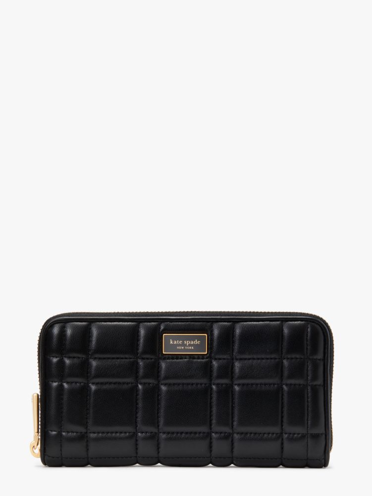 ピンク・ブルー kate spade NEW YORK 財布 エブリン キルテッド ジップ