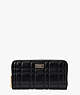 Kate Spade,Evelyn Quilted Zip-Around Continental Wallet,Evening,Black