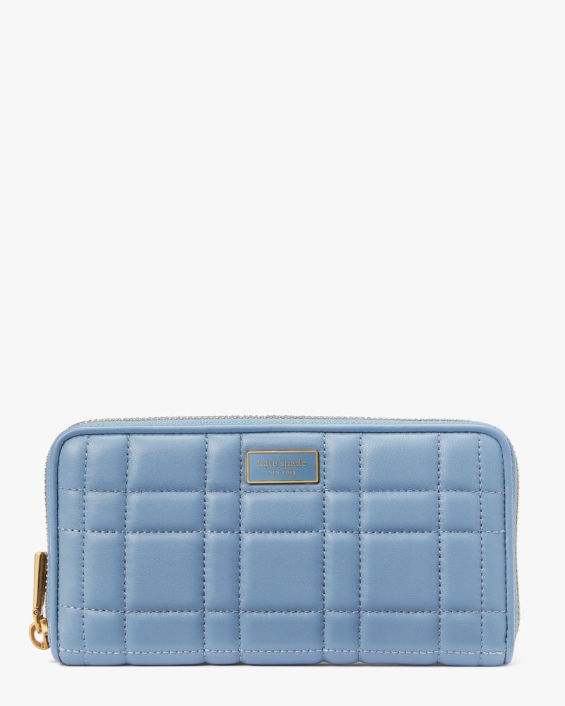 Kate Spade Evelyn Quilted Zip-around Continental Wallet In Manta Blue