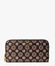 Spade Flower Monogram Coated Canvas Zip-around Continental Wallet, Black Multi, ProductTile