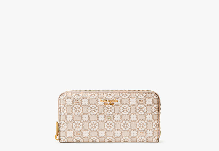 Spade Flower Monogram Coated Canvas Zip-around Continental Wallet, Natural Multi, Product