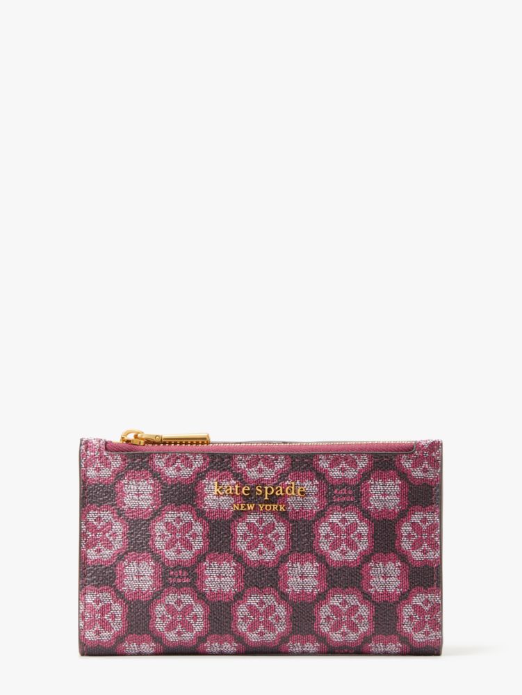 Spade Flower Monogram Coated Canvas Small Slim Bifold Wallet Kate