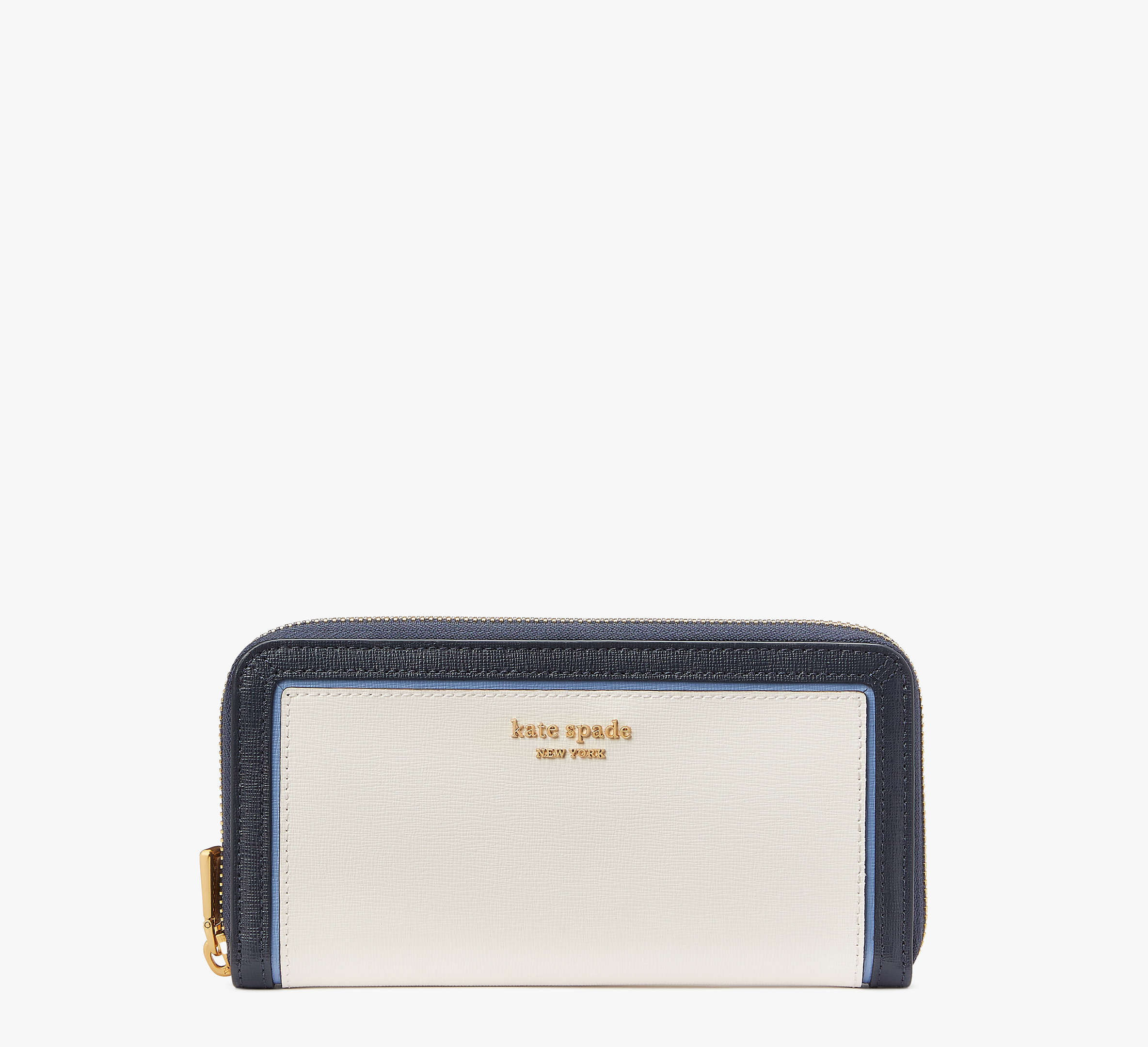 Kate Spade Morgan Colorblocked Zip-around Continental Wallet In Cream