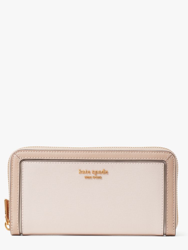 Shop Kate Spade Morgan Colorblocked Zip-around Continental Wallet In Pale Dogwood