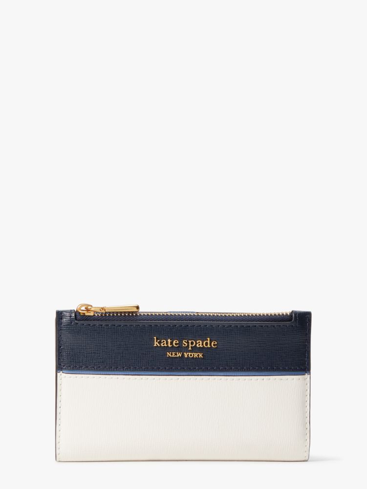 Kate Spade Morgan Colorblocked Small Slim Bifold Wallet In Cream