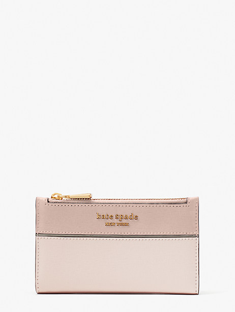 Kate Spade Morgan Colorblocked Small Slim Bifold Wallet In Pale Dogwood