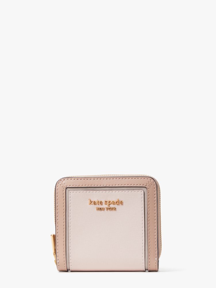 Kate Spade Morgan Colorblocked Small Compact Wallet In Pale Dogwood