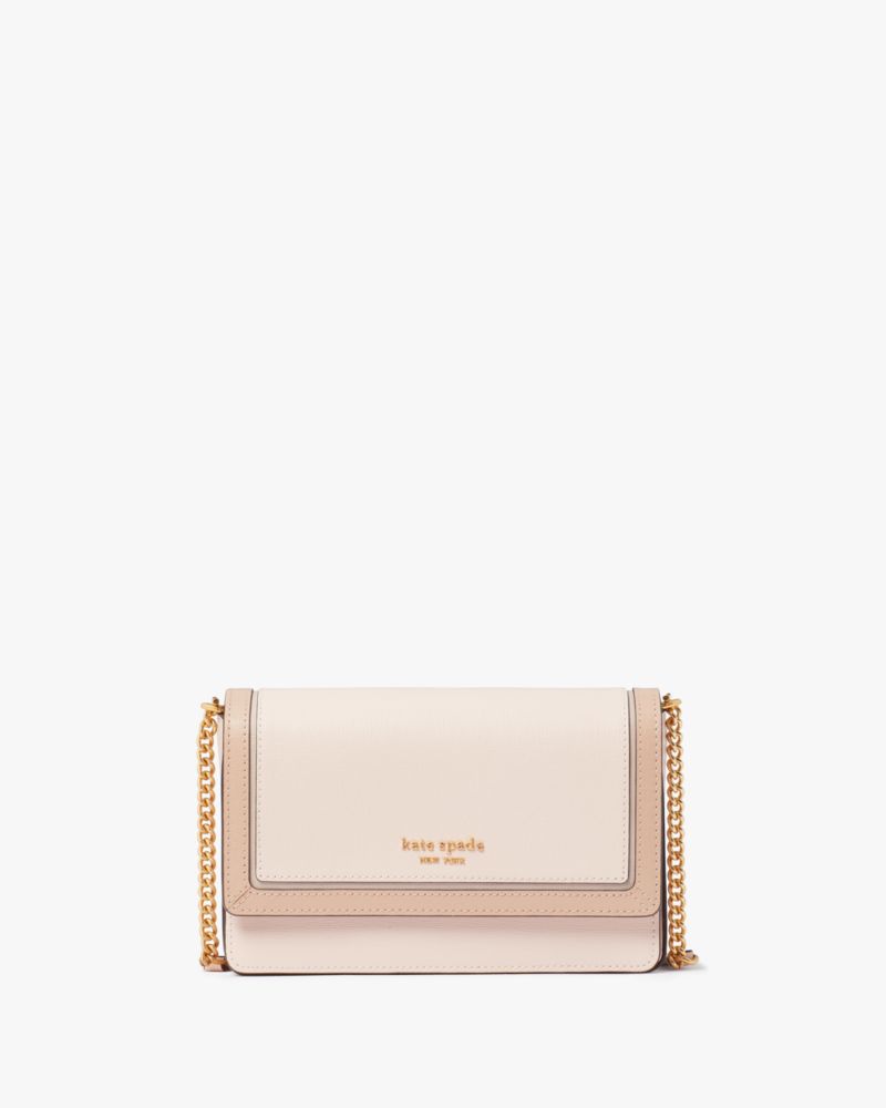 Knott Colorblocked Pebbled Leather & Suede Flap Crossbody