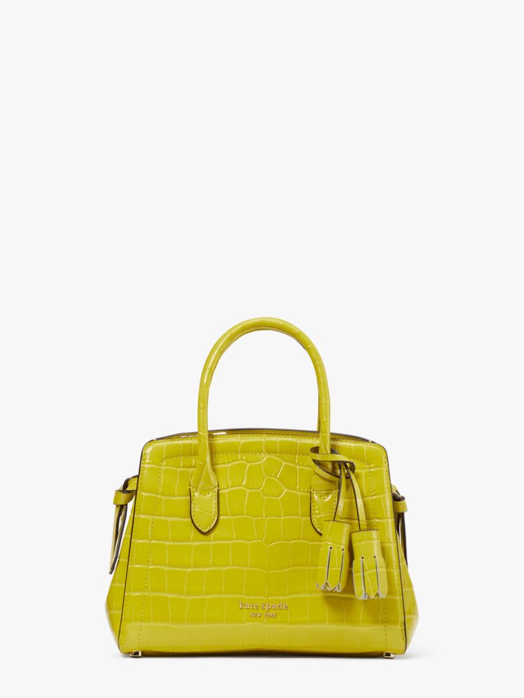 croc embossed leather satchel