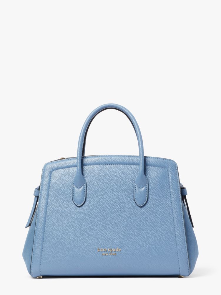 Knott Pebbled Leather & Suede Medium Satchel, Manta Blue, Product