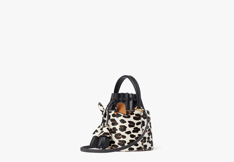 Buttercup Leopard Haircalf Small Bucket Bag, Cream Multi, Product