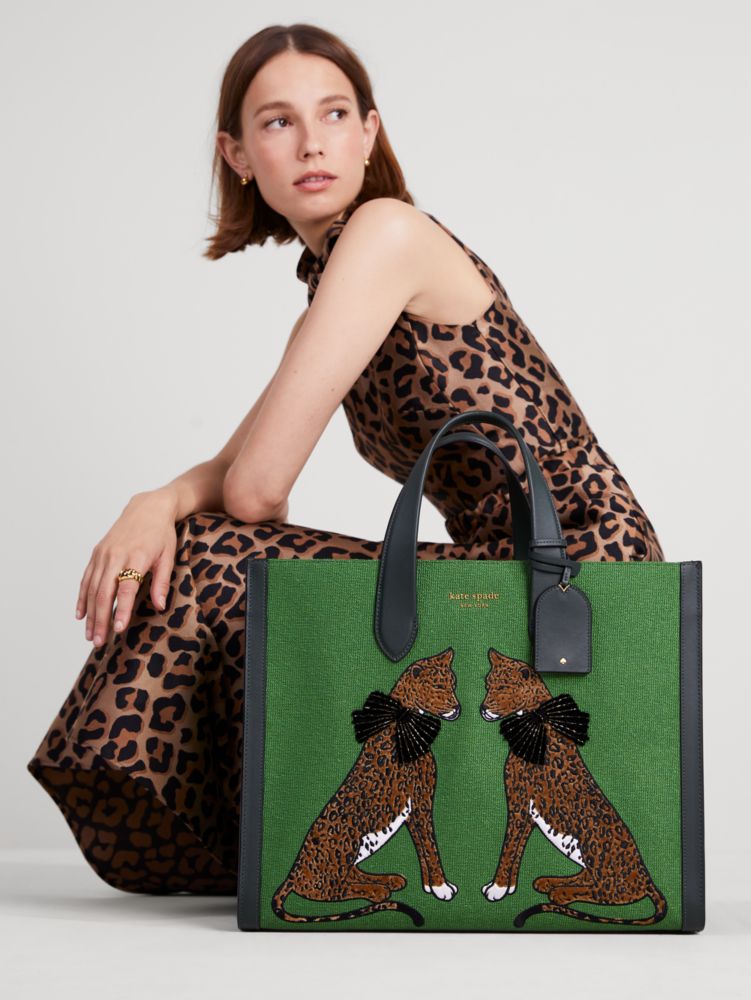 Arriba 45+ imagen kate spade large leopard tote