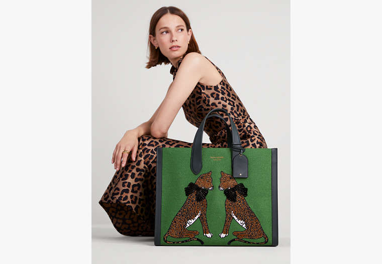 Manhattan Lady Leopard Large Tote, Dried Basil Multi, Product