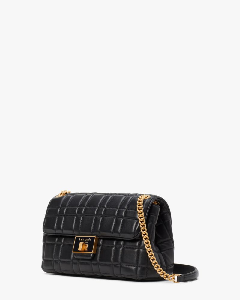 Women's black evelyn quilted leather medium convertible shoulder bag | Kate  Spade New York NL