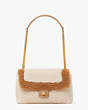 Evelyn Faux Shearling Medium Convertible Shoulder Bag, Cream Multi, Product