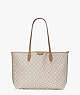 Spade Flower Monogram Coated Canvas Sutton Tote, Natural Multi, ProductTile