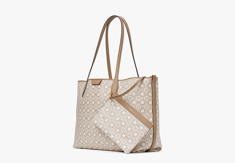 Spade Flower Monogram Coated Canvas Sutton Tote, Natural Multi, Product