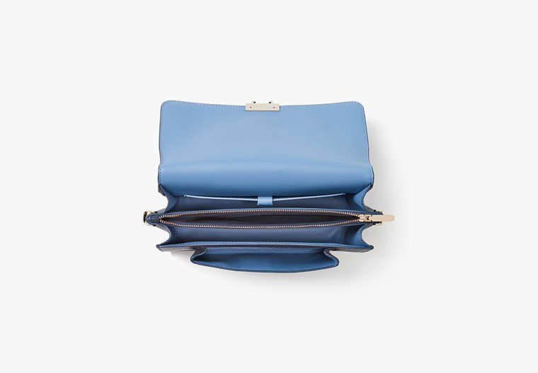 Voyage Chambray Twill Medium Shoulder Bag, Blue Multicolor, Product