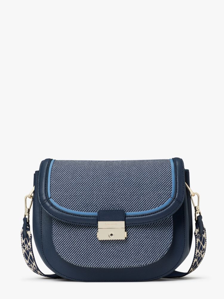 Voyage Chambray Twill Large Saddle Bag Kate Spade New York