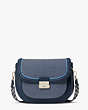 Voyage Chambray Twill Large Saddle Bag, Blue Multicolor, Product