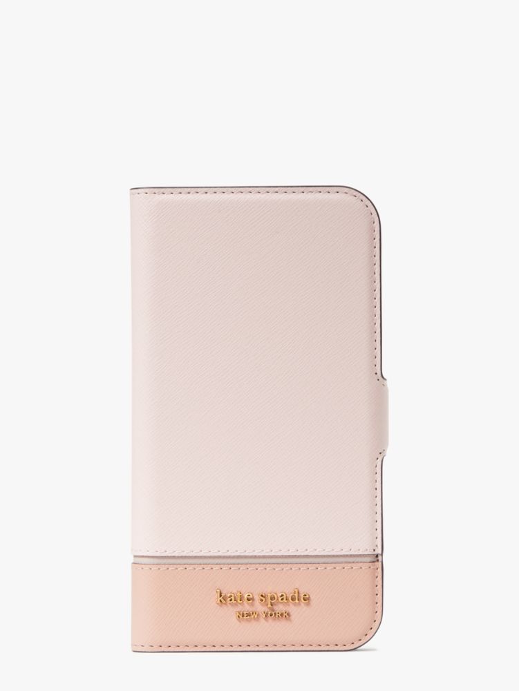 Kate Spade Morgan Colorblock iPhone 14 Pro Max Magnetic Wrap Folio Case, Cafe Mocha