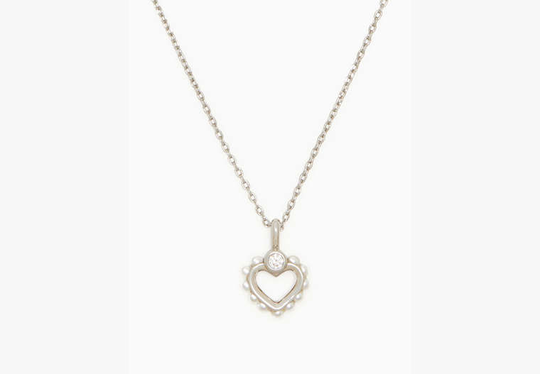 Shining Spade Mini Pendant Necklace, Cream/Silver, Product