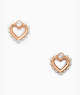 Shining Spade Pearl Studs, Cream/Rose Gold, Product
