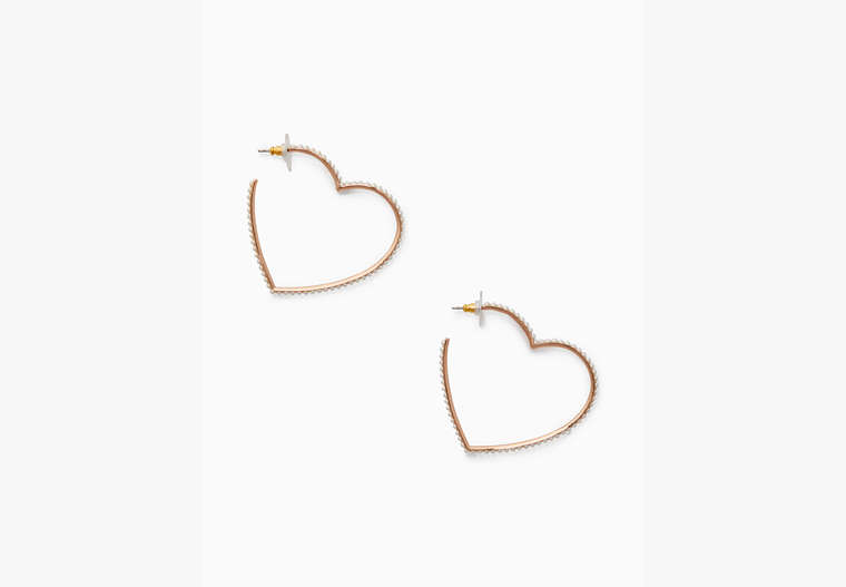 Shining Spade Heart Hoops, Cream/Rose Gold, Product image number 0