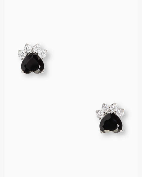 Paw Print Studs, Clear/Black, ProductTile
