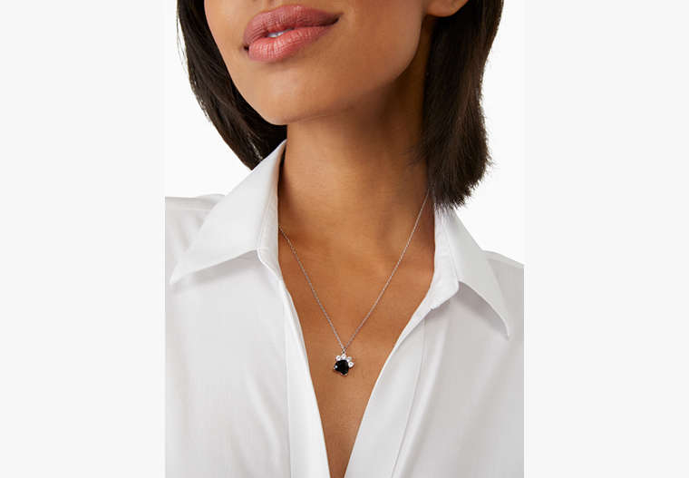 Paw Print Mini Pendant Necklace, Clear/Black, Product