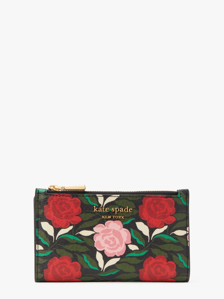 Kate Spade Morgan Rose Garden Slim Bifold Wallet K9241 BLACK MULTI 