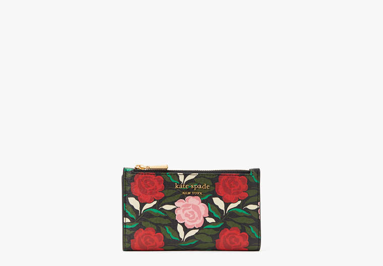 Morgan Rose Garden Small Slim Bifold Wallet, Black Multi, Product
