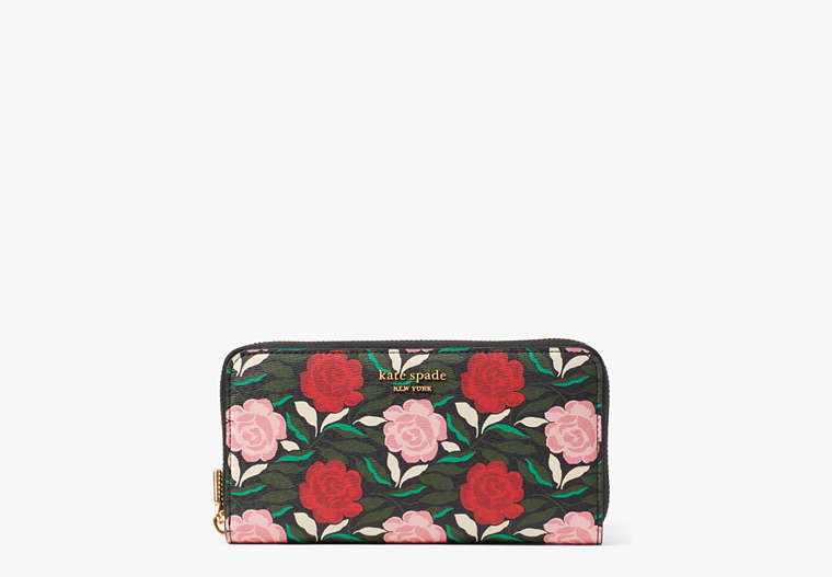 Morgan Rose Garden Zip-around Continental Wallet, Black Multi, Product
